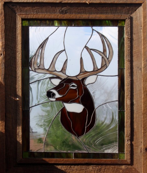 Deer head wildlife glass art