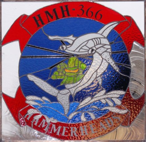 United States Marine Corps HMH-366 (Heavy Marine Helicopter) Squadron Patch Glass Art